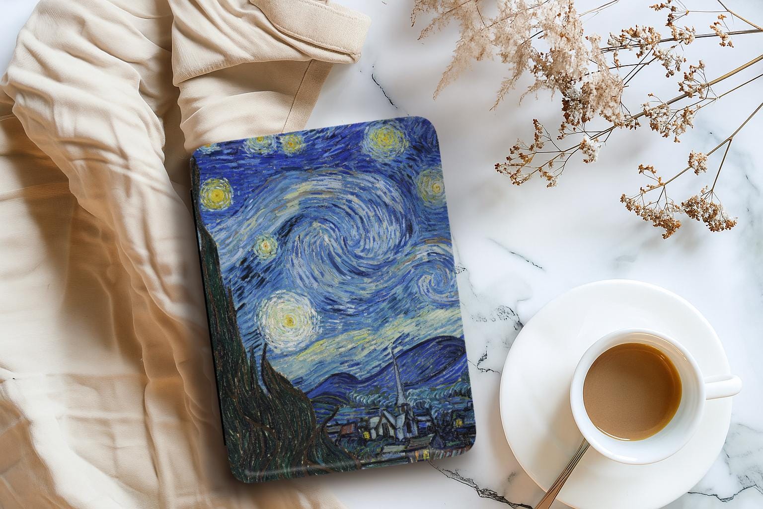 星月夜 ゴッホ Kindleケース ストラップ付き Paperwhite 7インチ用 