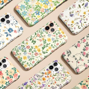Floral Phone Case Wildflower Case Spring Flower Cover for iPhone 16 15 14 13 12 Max Pro Plus Galaxy S25 S24 S23 S22 S21 Ultra Pixel 6 7 8 9