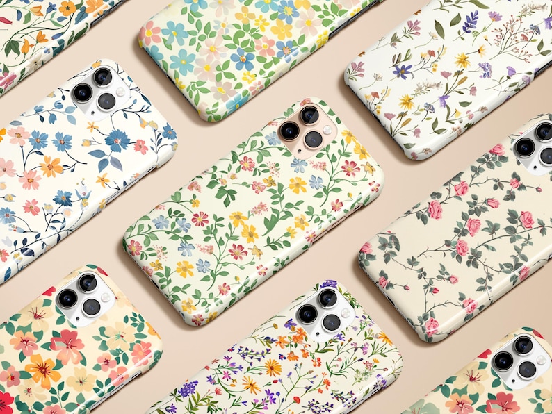 Floral Phone Case Wildflower Case Spring Flower Cover for iPhone 17 16 15 14 13 12 Pro Max Air Plus Galaxy S25 S24 S23 Ultra Pixel 10 9 8 7 imagen 1