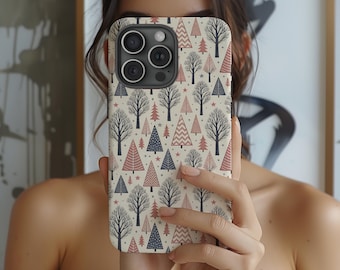 Christmas Phone Case Winter Tree Holiday Neutral Scandinavian For iPhone 17 16 15 14 13 12 Pro Max Magsafe Galaxy S25 S24 S23 Pixel 10 9 8