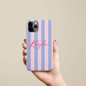 Stripe Monogram Initials Custom Name Phone Case for iPhone 17 16 15 14 13 12 11 Pro Max Plus Magsafe Galaxy S25 S24 S23 S22 S21 Pixel 10 9 8 image 4