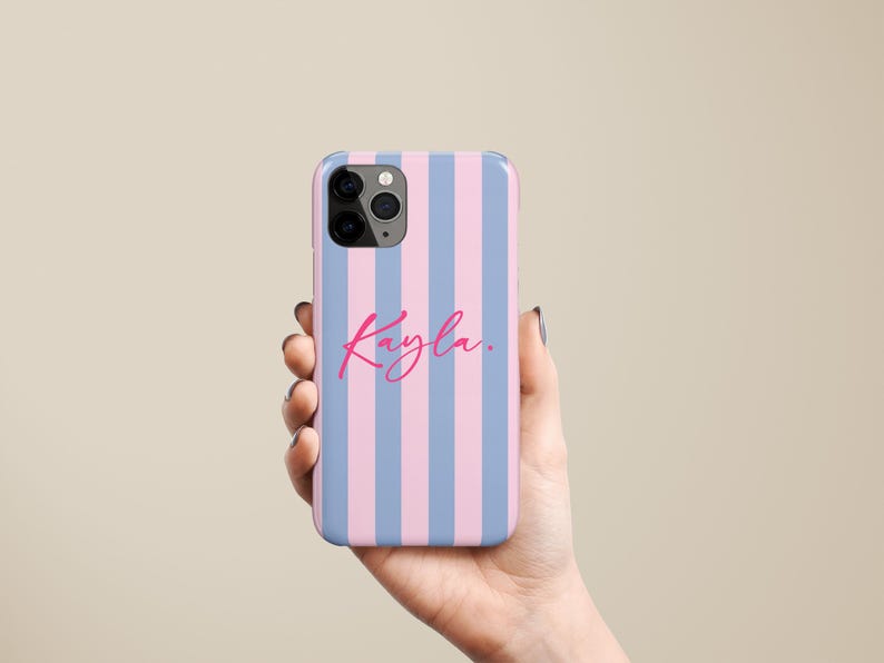 Stripe Monogram Initials Custom Name Phone Case for iPhone 17 16 15 14 13 12 11 Pro Max Plus Magsafe Galaxy S25 S24 S23 S22 S21 Pixel 10 9 8 image 4
