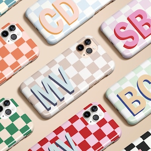 Monogram Custom Initials Case for iPhone 16 15 14 13 12 11 X XS Max XR Pro Plus Magsafe Samsung Galaxy S24 S23 S22 S21 S20 Ultra Pixel 7 8 9