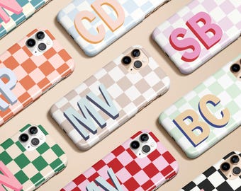 Monogram Custom Initials Case for iPhone 16 15 14 13 12 11 X XS Max XR Pro Plus Magsafe Samsung Galaxy S24 S23 S22 S21 S20 Ultra Pixel 7 8 9
