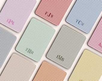 Gingham Personalized Kindle Case Checkered Custom Monogram Initials Name for Kindle Paperwhite 2024 12th Gen Colorsoft Signature with Strap