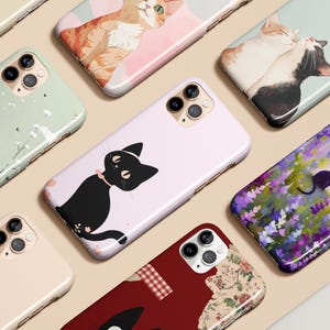 Funny Black Cat Case Orange Cat Phone Case for iPhone 16 15 14 13 12 11 E Max Pro Plus Magsafe Galaxy S25 S24 S23 S22 S21 Ultra Pixel 7 8 9