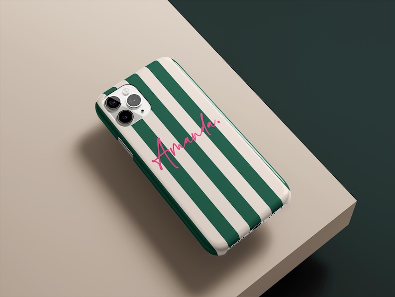 Stripe Monogram Initials Custom Name Phone Case for iPhone 17 16 15 14 13 12 11 Pro Max Plus Magsafe Galaxy S25 S24 S23 S22 S21 Pixel 10 9 8 image 5