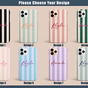 Stripe Monogram Initials Custom Name Phone Case for iPhone 17 16 15 14 13 12 11 Pro Max Plus Magsafe Galaxy S25 S24 S23 S22 S21 Pixel 10 9 8 image 2