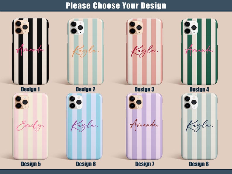 Stripe Monogram Initials Custom Name Phone Case for iPhone 17 16 15 14 13 12 11 Pro Max Plus Magsafe Galaxy S25 S24 S23 S22 S21 Pixel 10 9 8 image 2