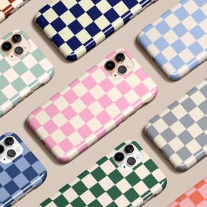 Retro Checkered Phone Case for iPhone 16 15 14 13 12 11 XS Max XR Pro Plus Mini Magsafe Galaxy S24 S23 S22 S21 S20 Note Ultra Pixel 6 7 8 9