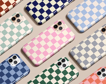 Retro Checkered Phone Case for iPhone 16 15 14 13 12 11 XS Max XR Pro Plus Mini Magsafe Galaxy S24 S23 S22 S21 S20 Note Ultra Pixel 6 7 8 9