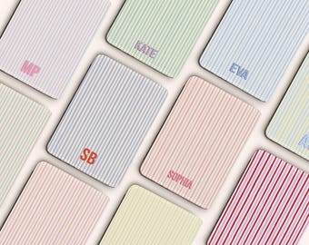Striped Personalized Kindle Case Custom Monogram Initials Name for Kindle Paperwhite 2024 12th Gen Colorsoft Signature with Strap 3D Shadow