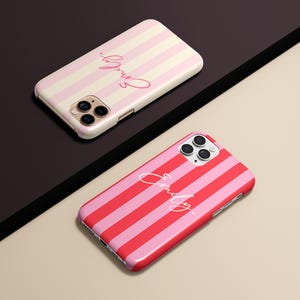 Stripe Monogram Initials Custom Name Phone Case for iPhone 17 16 15 14 13 12 11 Pro Max Plus Magsafe Galaxy S25 S24 S23 S22 S21 Pixel 10 9 8 image 6