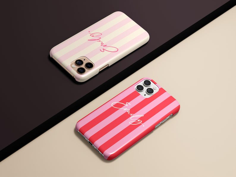 Stripe Monogram Initials Custom Name Phone Case for iPhone 17 16 15 14 13 12 11 Pro Max Plus Magsafe Galaxy S25 S24 S23 S22 S21 Pixel 10 9 8 image 6