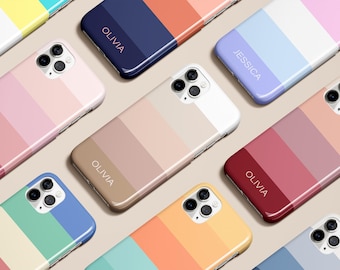 Pastel Striped Monogram Initials Custom Name Case for iPhone 17 16 15 14 13 12 11 Pro Max Magsafe Galaxy S25 S24 S23 S22 Ultra Pixel 10 9 8