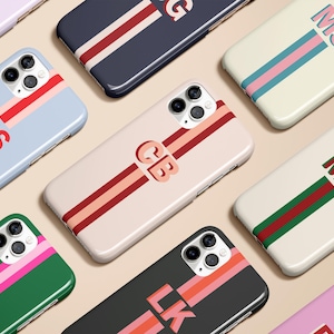 Monogram Initials Case for iPhone 16 15 14 13 12 11 X Xs Max Xr Pro Plus Magsafe Samsung Galaxy S24 S23 S22 S21 S20 Note Ultra Pixel 6 7 8 9