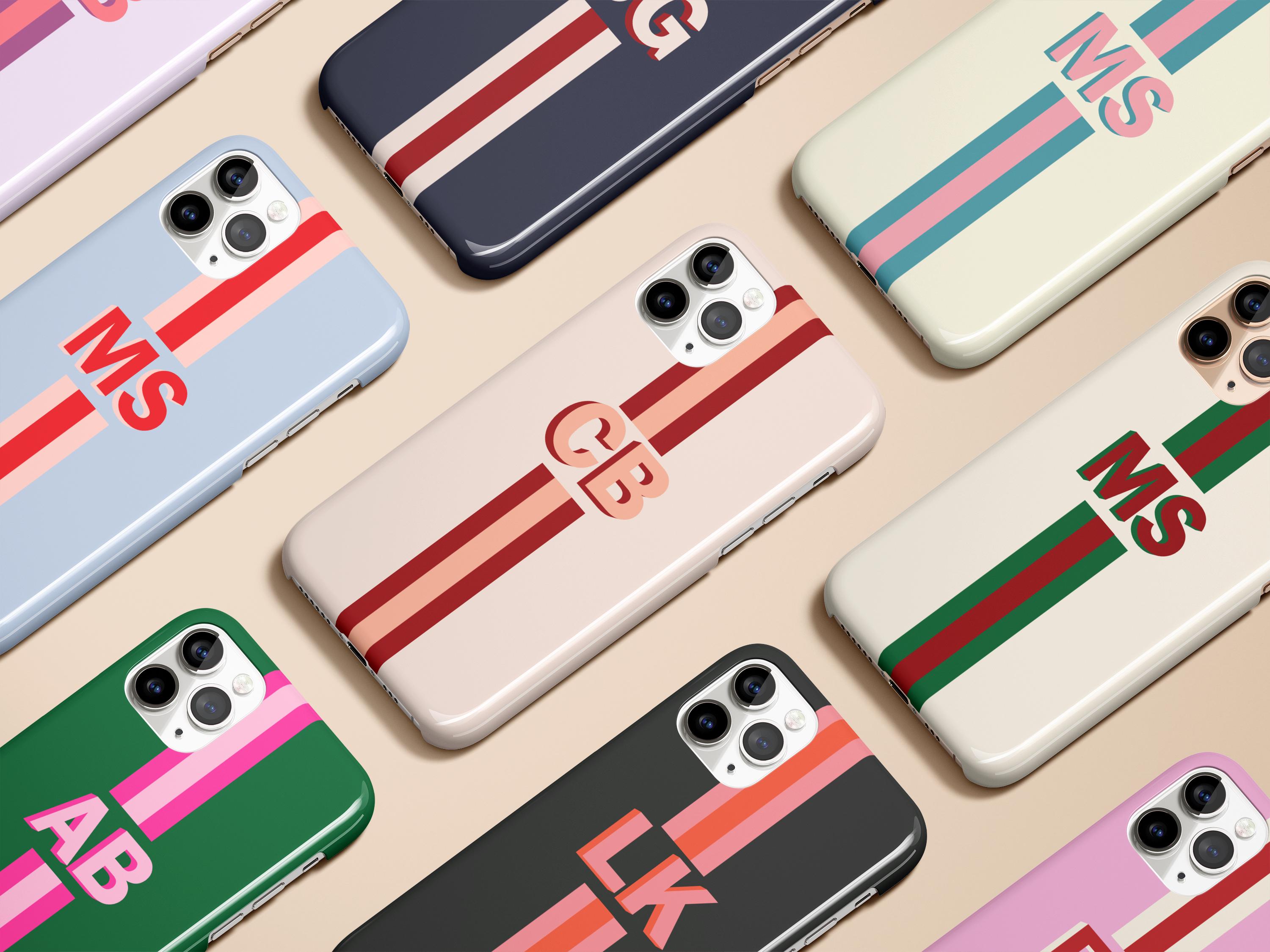 Monogram Initials Case for iPhone 16 15 14 13 12 11 X Xs Max Xr