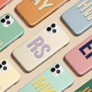 Personalized Shadow Monogram Initial Phone Case for iPhone 16 15 14 13 12 11 E Max Pro Plus Magsafe Galaxy S25 S24 S23 S22 Ultra Pixel 7 8 9