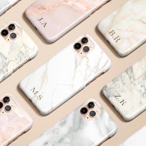 Marble Personalized Monogram Case for iPhone 16 15 14 13 12 11 XS Max XR Pro Plus Mini Samsung Galaxy S24 S23 S22 S21 S20 Ultra Pixel 7 8 9