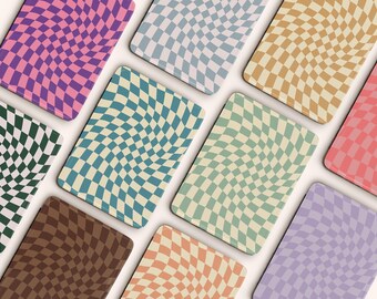 Kindle Paperwhite 2024 Colorsoft Signature 第12世代用レトロチェック柄 Kindle ケース ストラップ付き 波型チェッカーボード カラフルで美しい光学的デザイン