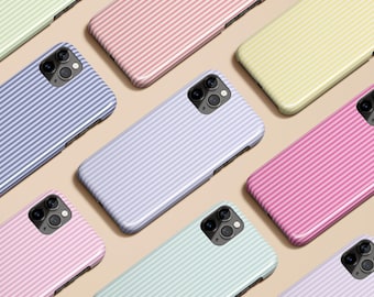Pastel Striped Phone Case Girly Aesthetic Cottagecore Case for iPhone 17 16 15 14 13 12 11 Pro Max MagSafe Galaxy S25 S24 S23 Pixel 10 9 8 7