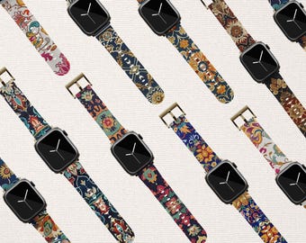 Boho bloemen Apple Watch-band Boho botanische vintage kunst voor serie 11 10 9 8 7 6 5 4 Ultra 38 40 41 42 44 45 46 49 mm horlogebandje iWatch