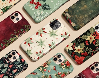 Christmas Phone Case Winter Holly Berry Pine Case For iPhone 17 16 15 14 13 12 11 Max Pro Plus Magsafe Galaxy S25 S24 S23 Ultra Pixel 10 9 8