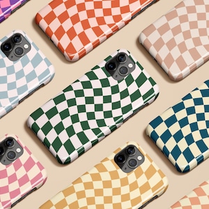 Retro Checkered Case for iPhone 16 15 14 13 12 11 XS Max XR Pro Plus Mini Magsafe Samsung Galaxy S24 S23 S22 S21 S20 Note Ultra Pixel 7 8 9