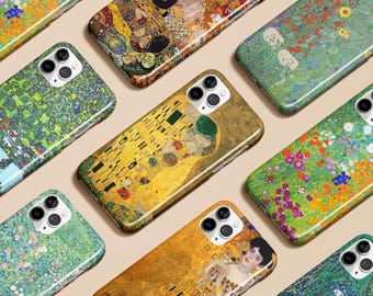 Gustav Klimt Phone Case Fine Art Painting Floral Case for iPhone 16 15 14 13 12 11 Max Pro Plus MagSafe Galaxy S25 S24 S23 Ultra Pixel 7 8 9