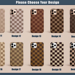 Beige Checkered Phone Case Neutral Brown for iPhone 17 16 15 14 13 12 11 Pro Max Air Plus Magsafe Galaxy S25 S24 S23 S22 Ultra Pixel 8 9 10 image 3