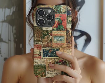 Collage Christmas Phone Case Vintage Retro Holiday Winter Tree Santa Reindeer iPhone 17 16 15 14 13 12 Pro Max Magsafe Galaxy S25 S24 Pixel
