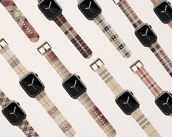 Camel Beige Plaid Tartan Apple Watch Band Luxury Retro Checkered Series10 9 8 7 6 5 4 SE Ultra 38 40 41 42 44 45 46 49 mm Watch Strap iWatch