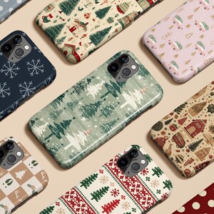 Christmas Phone Case Winter Candy Cane Snowy Pine Tree For iPhone 16 15 14 13 12 11 Max Pro Magsafe Galaxy S25 S24 S23 S22 Ultra Pixel 7 8 9