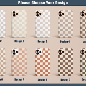 Beige Checkered Phone Case Neutral Brown for iPhone 17 16 15 14 13 12 11 Pro Max Air Plus Magsafe Galaxy S25 S24 S23 S22 Ultra Pixel 8 9 10 image 2