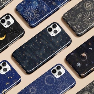 Celestial Phone Case Astrology Starry Sky Moon Stars Sun Tarot Zodiac 16 15 14 13 12 11 Max Pro Plus Magsafe Galaxy S24 S23 S22 Pixel 7 8 9