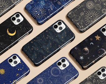 Celestial Phone Case Astrology Starry Sky Moon Stars Sun Tarot Zodiac 16 15 14 13 12 11 Max Pro Plus Magsafe Galaxy S24 S23 S22 Pixel 7 8 9
