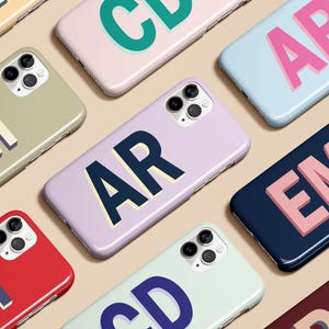 Monogram Personalized 3D Shadow Initial Custom Name Phone Case for iPhone 17 16 15 14 13 12 11 Pro Max Air Galaxy S25 S24 S23 Pixel 10 9 8 7