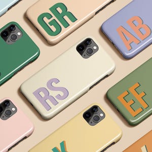 Personalized Shadow Monogram Initial Phone Case for iPhone 16 15 14 13 12 11 E Max Pro Plus Magsafe Galaxy S25 S24 S23 S22 Ultra Pixel 7 8 9