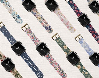 Spring Floral Wildflower Apple Watch Band Botanical Daisy For Series 10 9 8 7 6 5 4 SE Ultra 38 40 41 42 44 45 46 49 mm Watch Straps iWatch