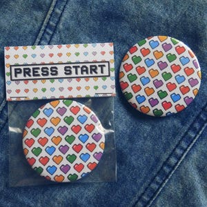 Rainbow Pixel Heart Pin