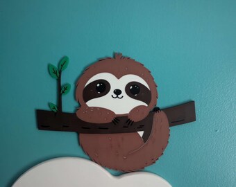 3D Printed Baby Sloth Figurine, Eco-Friendly PLA Plastic Decor