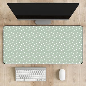 Green Polka Dot Desk Mat, Sage Green Large Desk Mat, Home Office, Cute Desk Mat, Gaming Mat, Desk Organizer Pad, Green Keyboard Mat