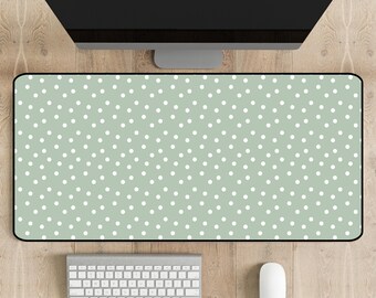 Sage Green Polka Dot Desk Mat, Large Neoprene Keyboard Pad