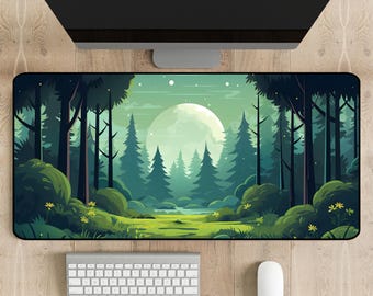 Forest Moon Desk Mat, Nature Landscape, XXL Mouse Keyboard Pad