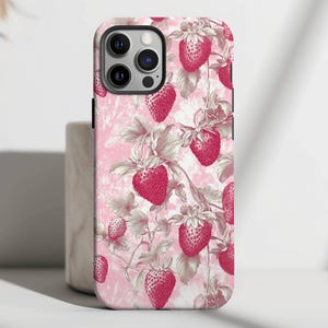 Cute Strawberry Tough Phone Case, iphone 8 11 12 13 14 15 16 Pro Max Plus, Google Pixel 7 8 9 Pro, Samsung Galaxy 21 22 23 24 25 Plus Ultra