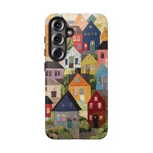 Patchwork Houses Quilt Pattern Tough Phone Case, iPhone 8 11 12 13 14 15 16 17, Google Pixel 7 8 9, Samsung Galaxy 21 22 23 24 25 image 7
