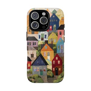 Patchwork Houses Quilt Pattern Tough Phone Case, iPhone 8 11 12 13 14 15 16 17, Google Pixel 7 8 9, Samsung Galaxy 21 22 23 24 25 image 5