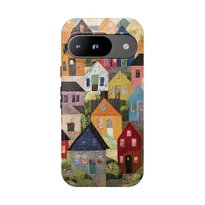 Patchwork Houses Quilt Pattern Tough Phone Case, iPhone 8 11 12 13 14 15 16 17, Google Pixel 7 8 9, Samsung Galaxy 21 22 23 24 25 image 6