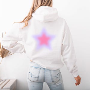Faded Star Hooded Sweatshirt, y2k aesthetic sweater, star hoodie gift, trendy hoodie star, aesthetic hoodie, teenage girl gifts, cute hoodie