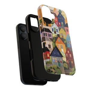 Patchwork Houses Quilt Pattern Tough Phone Case, iPhone 8 11 12 13 14 15 16 17, Google Pixel 7 8 9, Samsung Galaxy 21 22 23 24 25 image 4